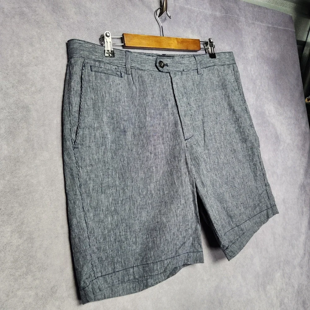 Banana Republic Mens 36 Blue White Stripe Linen Blend Shorts